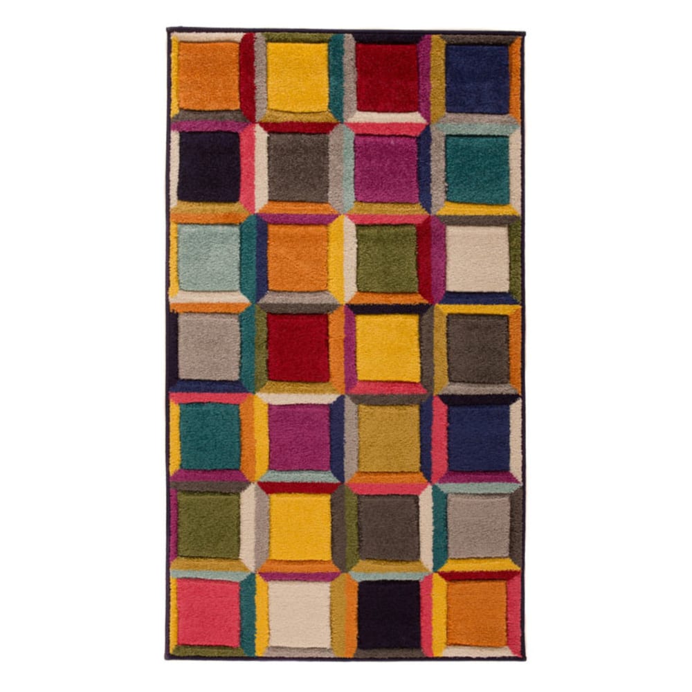 Flair Rugs Tapis design cubes multicolore style contemporain - Pp - Polypropylène