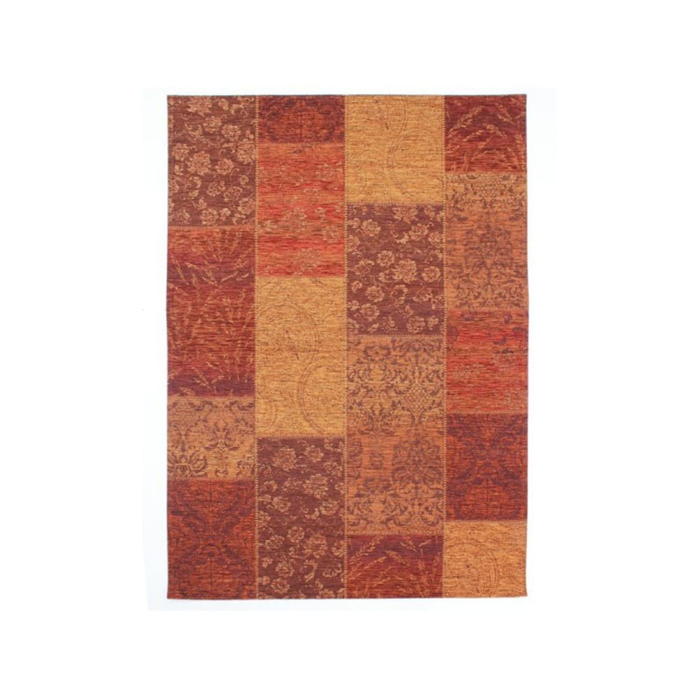 Tapis rectangulaire terracotta chenille patchwork