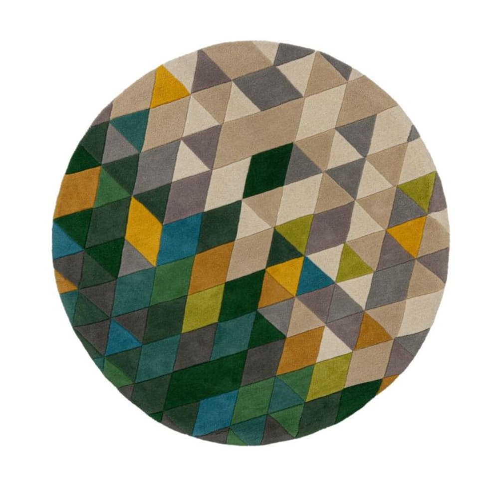 Tapis en laine verte, jaune, grise et beige 120x170cm — vue 4