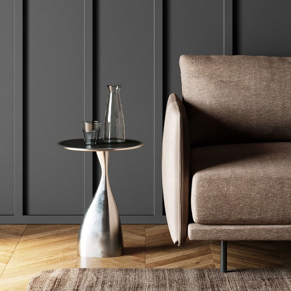 Beistelltisch aus Aluminium, silber, D36cm - Maisons Du Monde