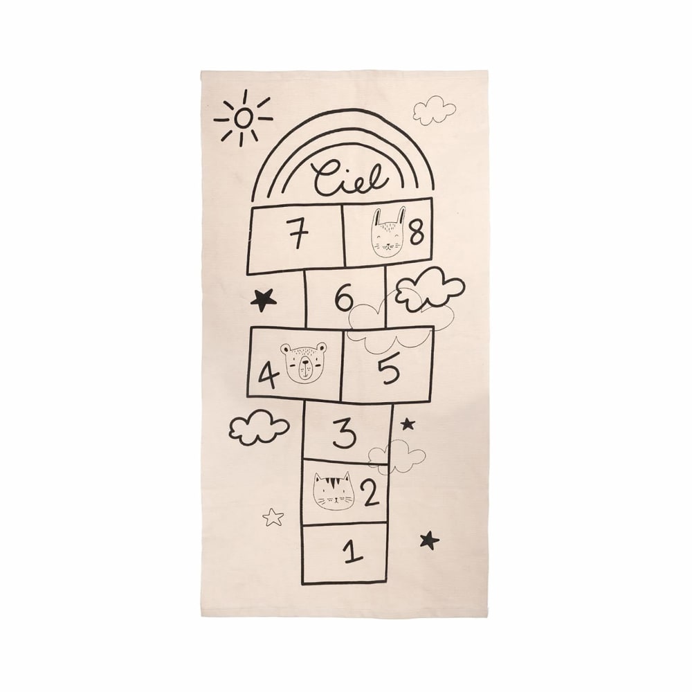 Tapis pour enfants en coton beige avec jeu de cloche 80x150 cm