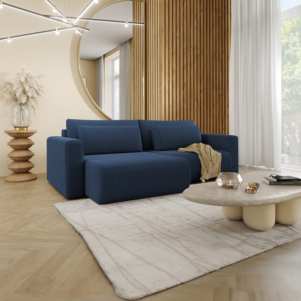 Petits meubles Canapé d'angle réversible convertible bois de pin bleu