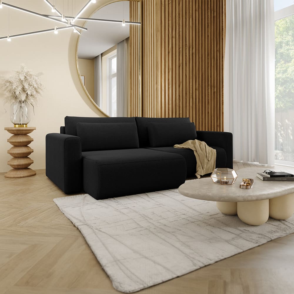 Petits meubles Canapé d'angle réversible convertible bois de pin noir