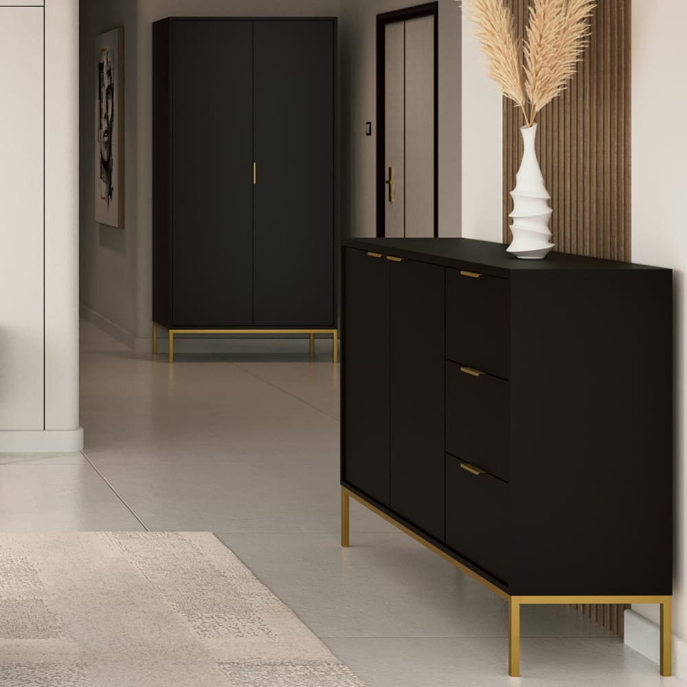 2-türiger Kleiderschrank Spanplatten Schwarz - Maisons Du Monde