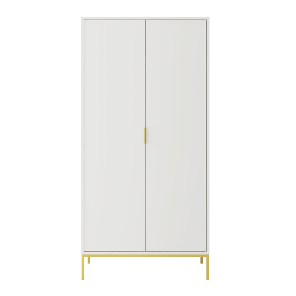 Petits meubles 2-türiger Kleiderschrank Spanplatten Weiß Weiß Spanplatte