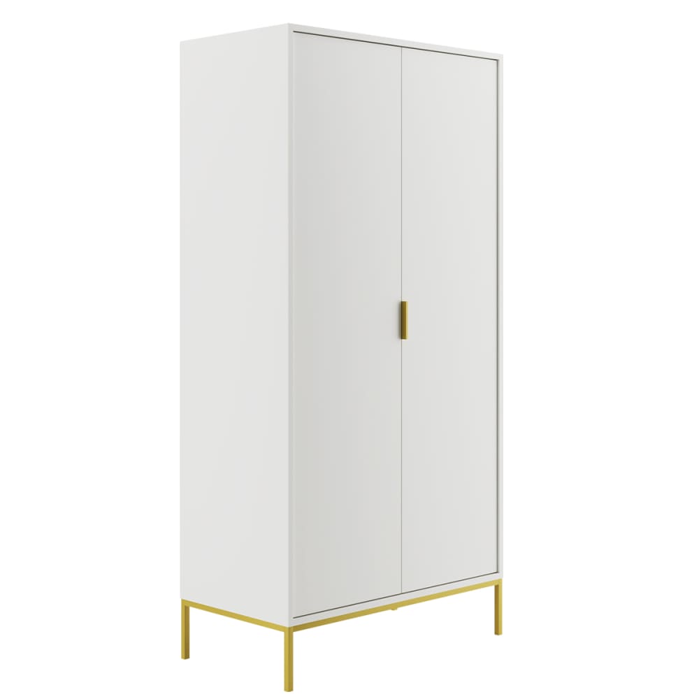 Armoire 2 portes blanc et doré