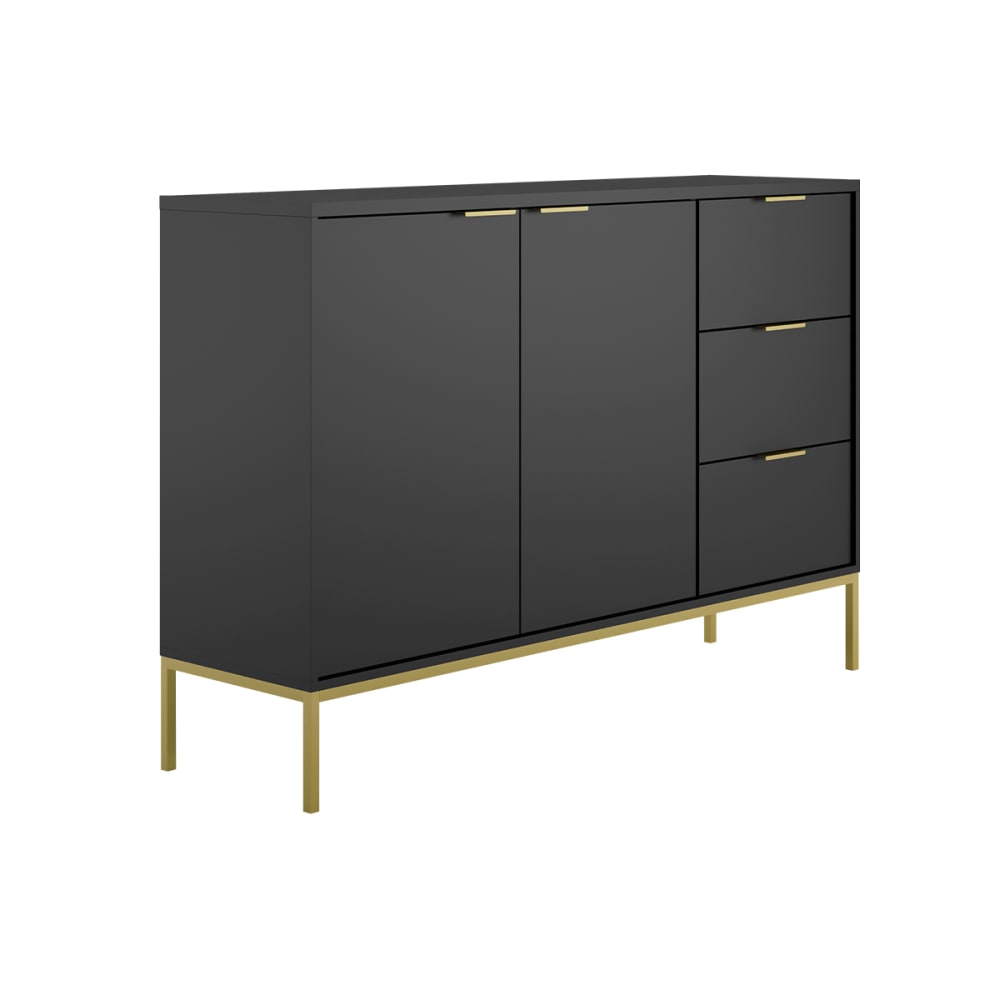 Sideboard 2 Türen 3 Schubladen Spanplatten Schwarz - Maisons Du
