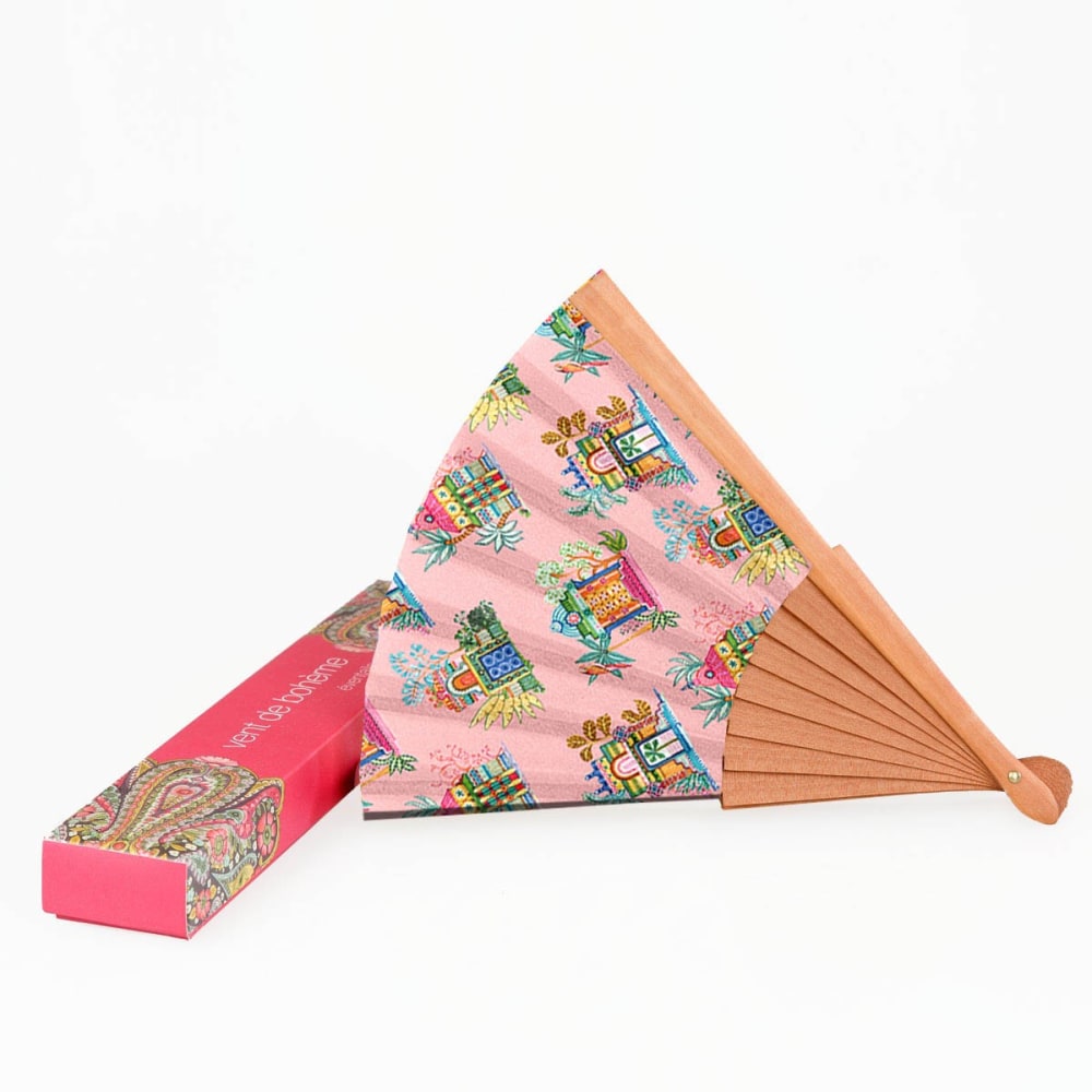 Fächer aus Kirschholz Tempel Tamil Rosa - Maisons Du Monde