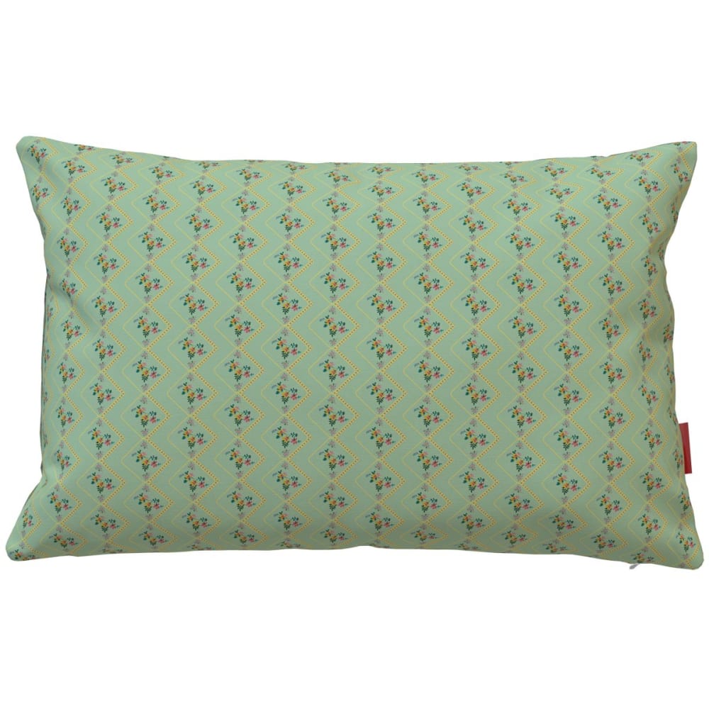 Housse de coussin extérieur 40x60 cm motif fleuri vintage lagon