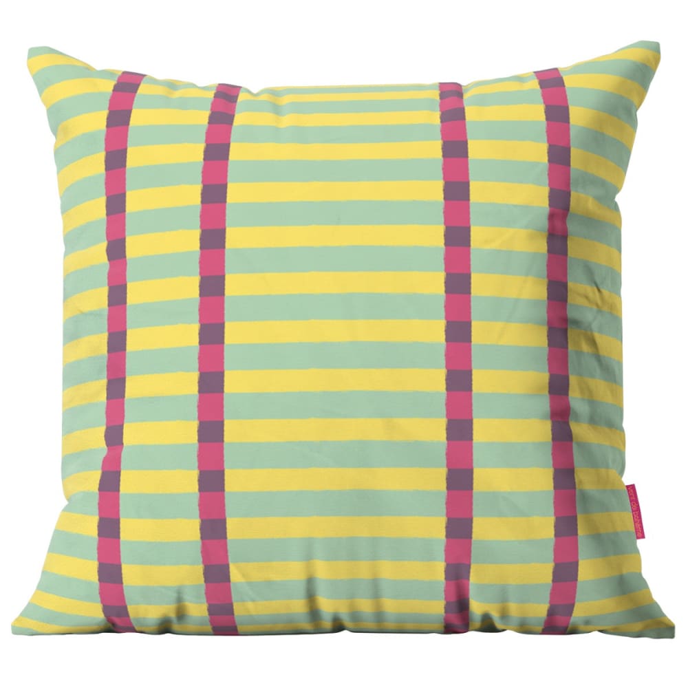 Housse de coussin extérieur motif rayures jaune 45x45 cm