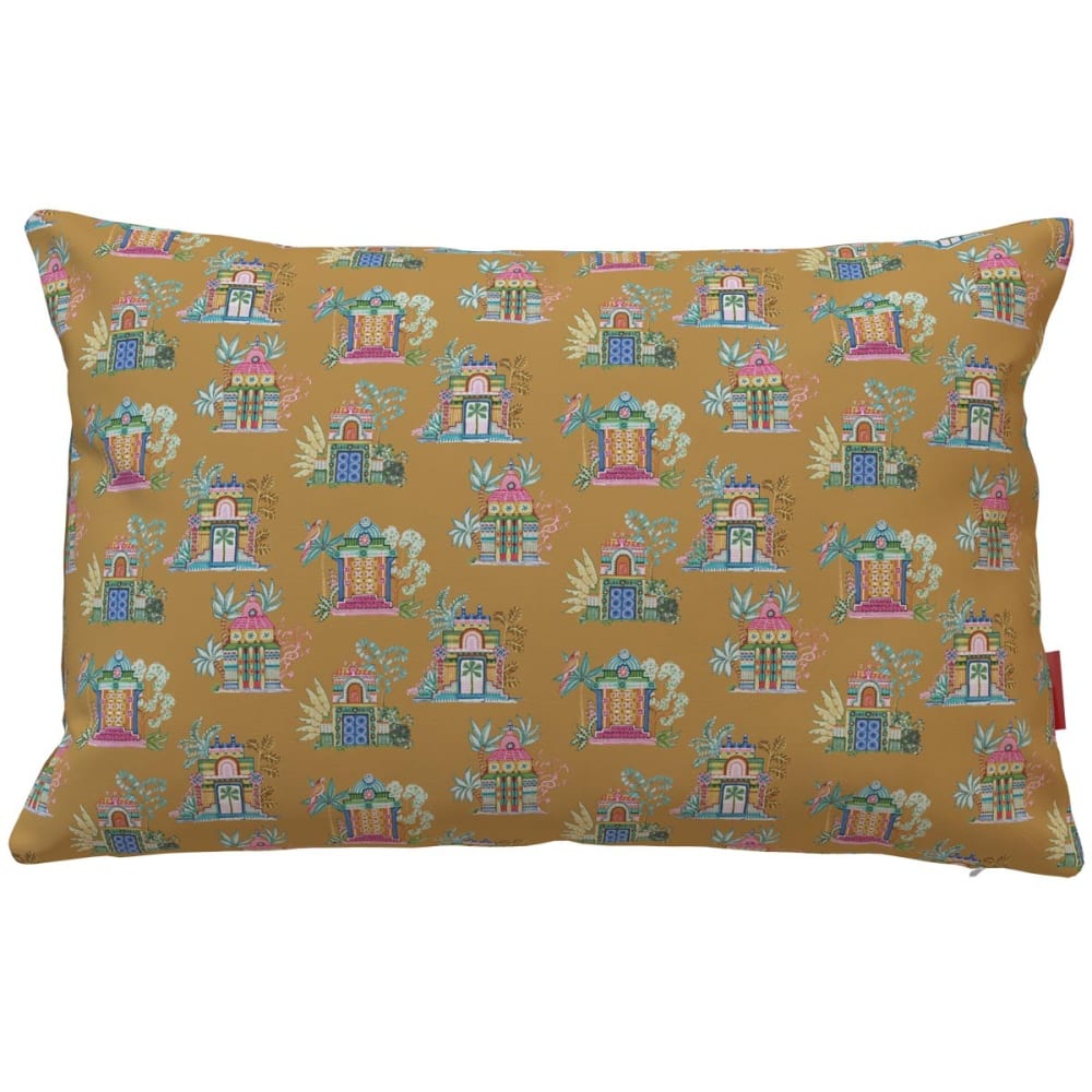 Housse de coussin extérieur motif temples tabac 40x60 cm