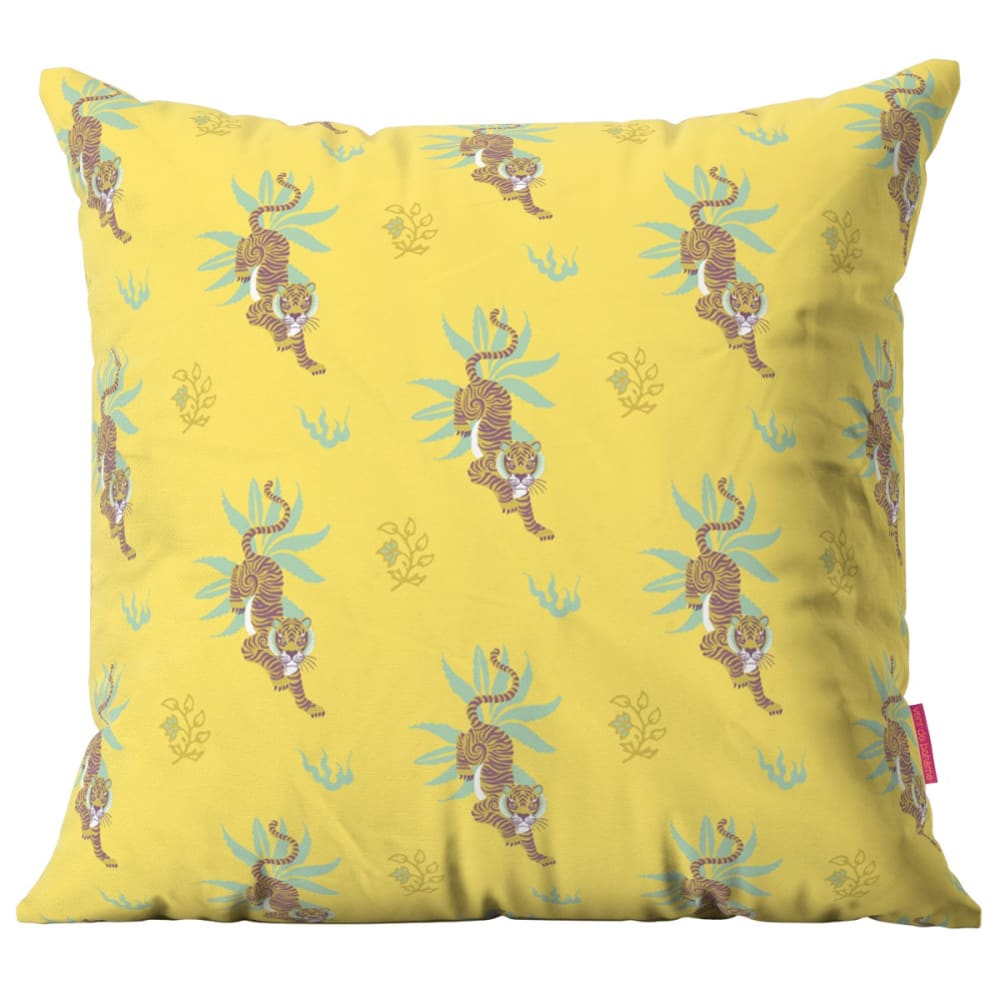 Housse de coussin extérieur 45x45 cm motif tigres jaune