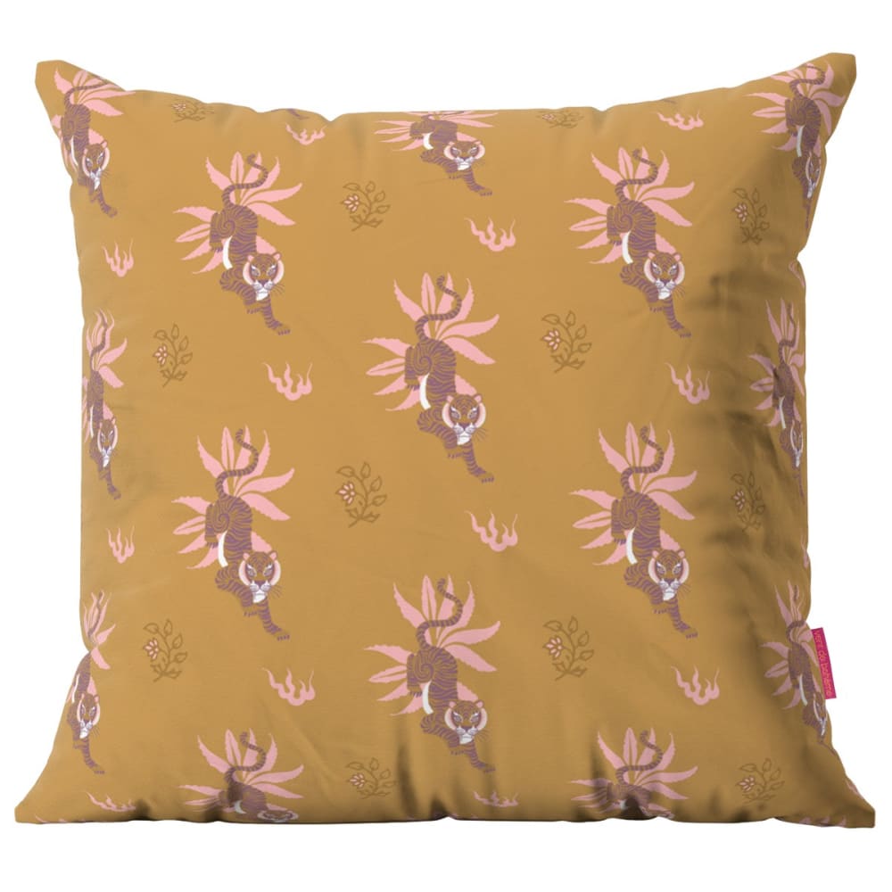 Housse de coussin extérieur motif tigres tabac 45x45 cm
