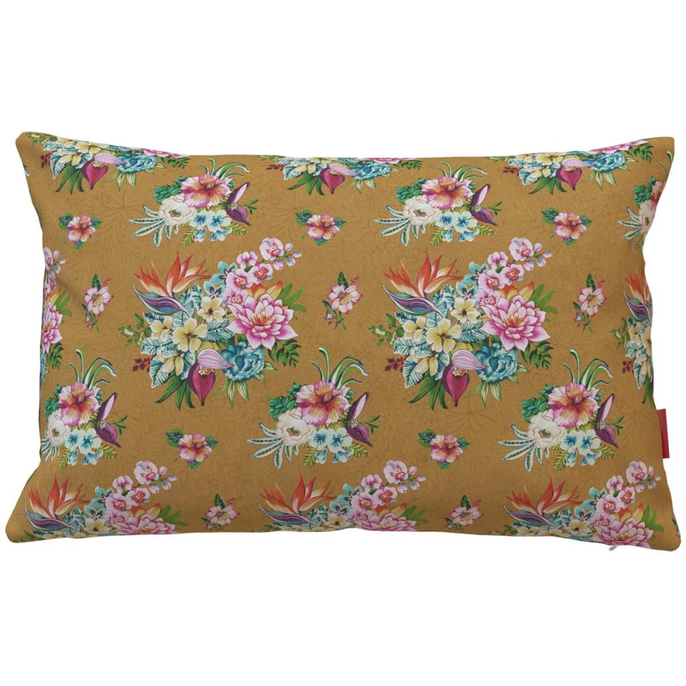 Housse de coussin extérieur motif fleuri tabac 40x60 cm