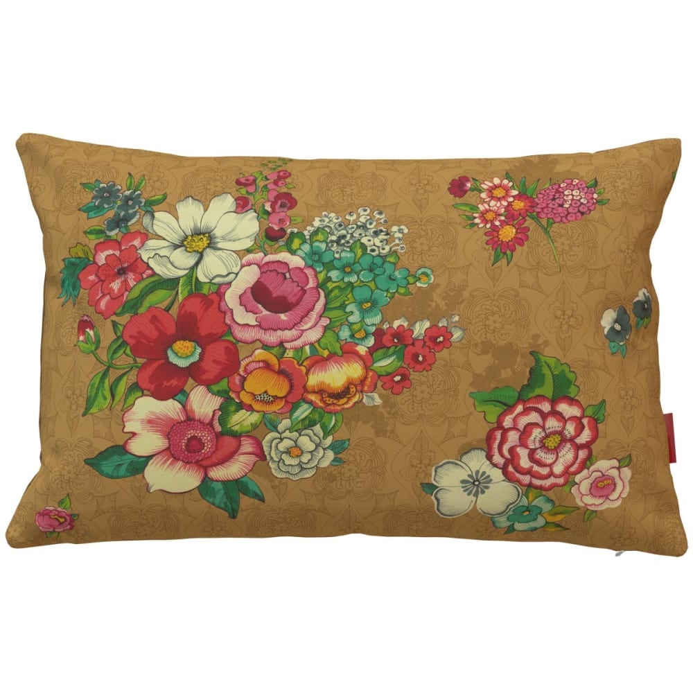 Housse de coussin extérieur motif fleuri tabac 40x60 cm