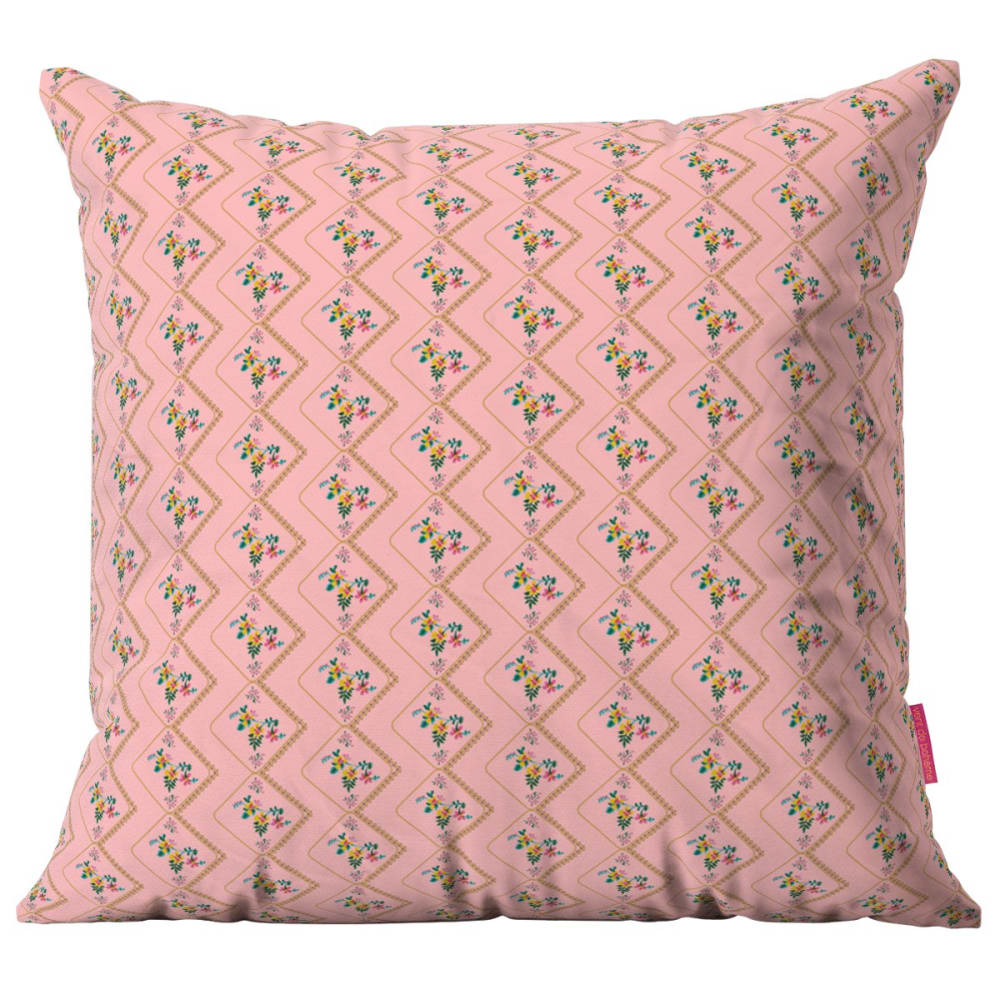 Housse de coussin extérieur 45x45 cm motif fleuri vintage rose