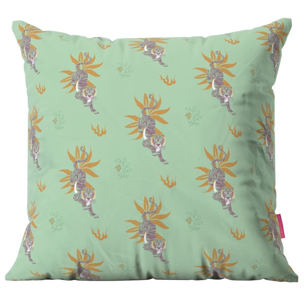 Housse de coussin extérieur 45x45 cm motif tigres lagon