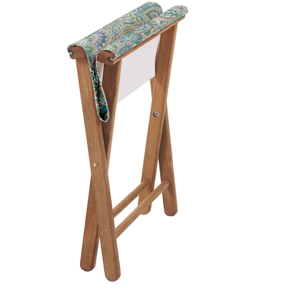 Pliant pêcheur en eucalyptus, toile outdoor, motif indien lagon - Maisons du Monde