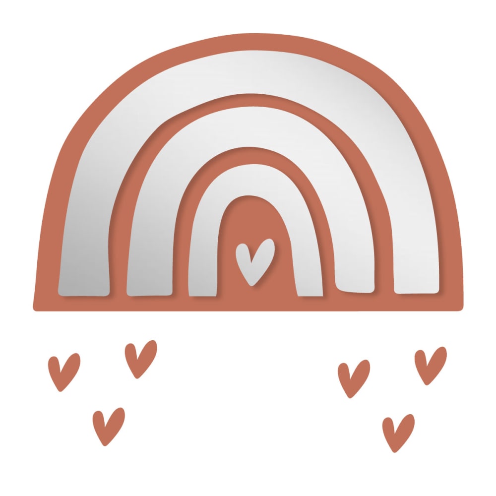 Miroir enfant arc-en-ciel en acrylique terre cuite 45,4x29,3 cm