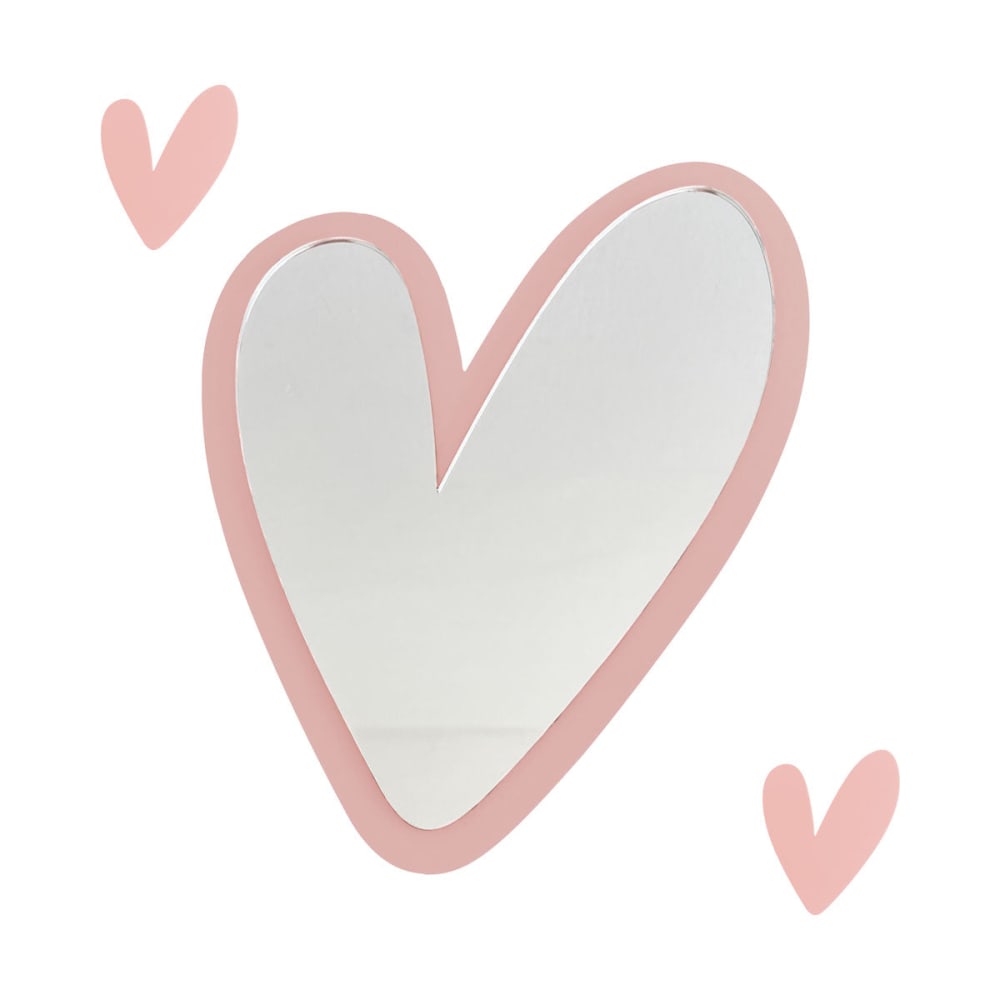 Miroir enfant cœur en acrylique rose 35x29,5 cm