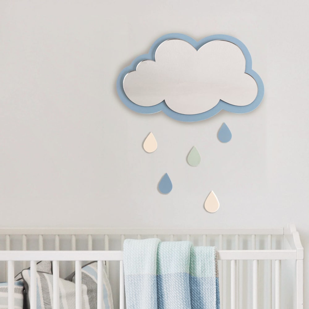 Kinderzimmer-Wolkenspiegel aus blauem Acryl 47,5x29,5 cm -