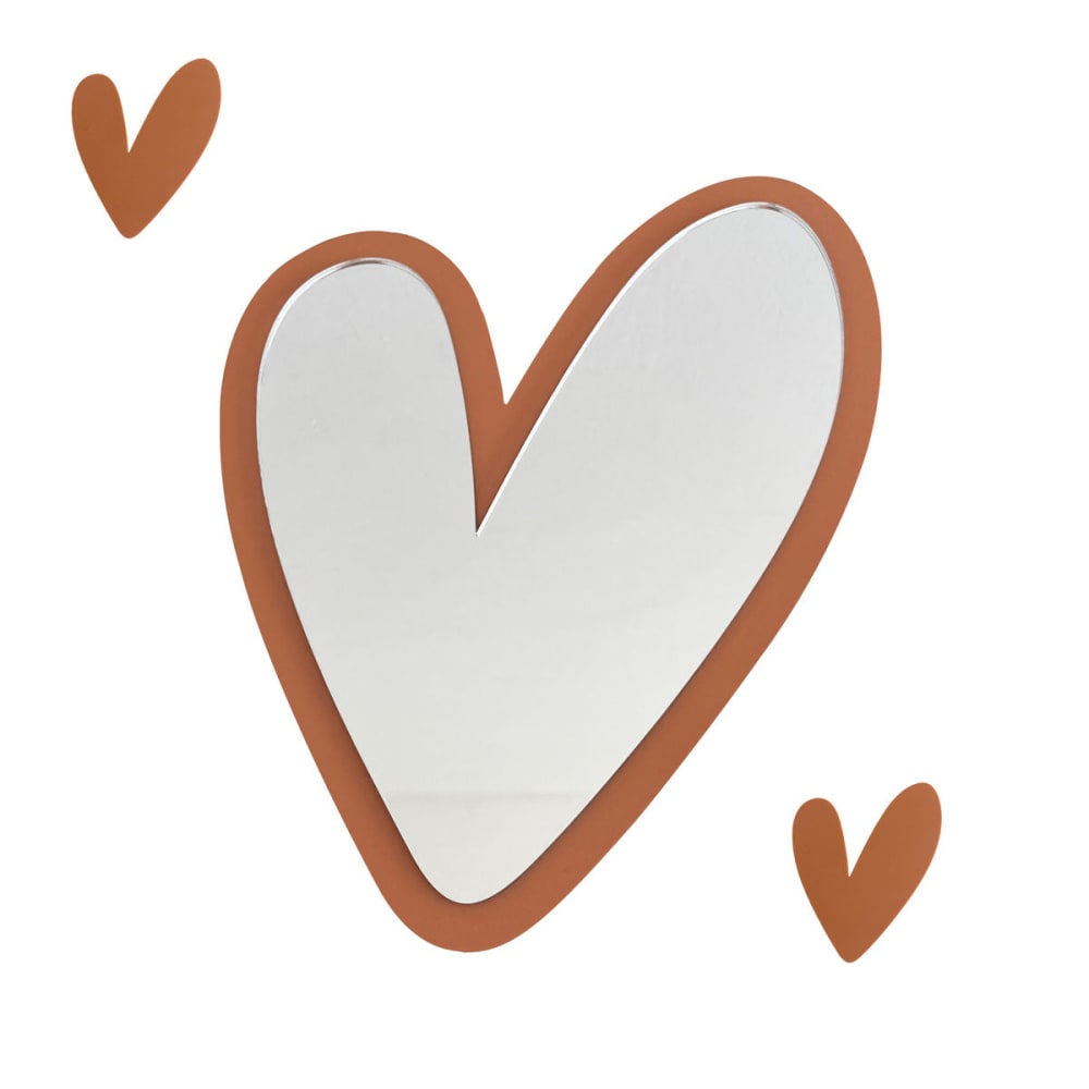Miroir enfant cœur en acrylique terre cuite 35x29,5 cm