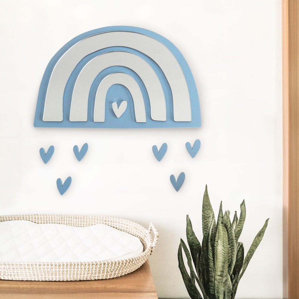 Miroir enfant arc-en-ciel en acrylique bleu 45,4x29,3 cm - Maisons du Monde