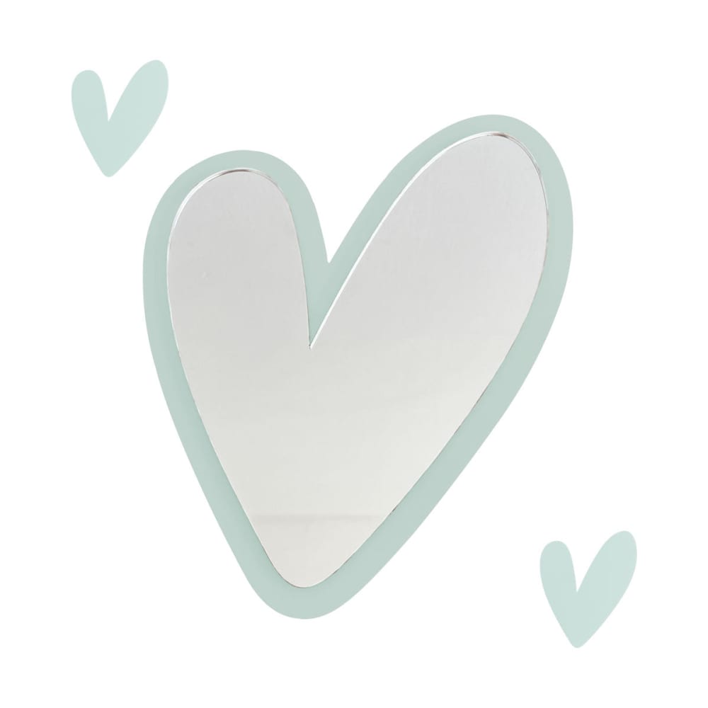 Miroir enfant cœur en acrylique menthe 35x29,5 cm