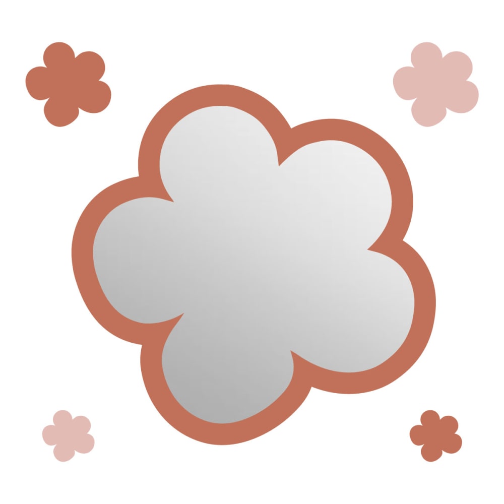 Miroir fleur en acrylique terre cuite 29x29,5 cm