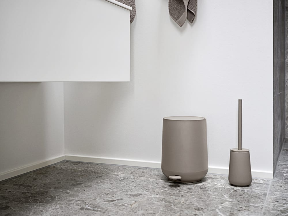 Brosse de toilette en grès/acier taupe - Maisons du Monde