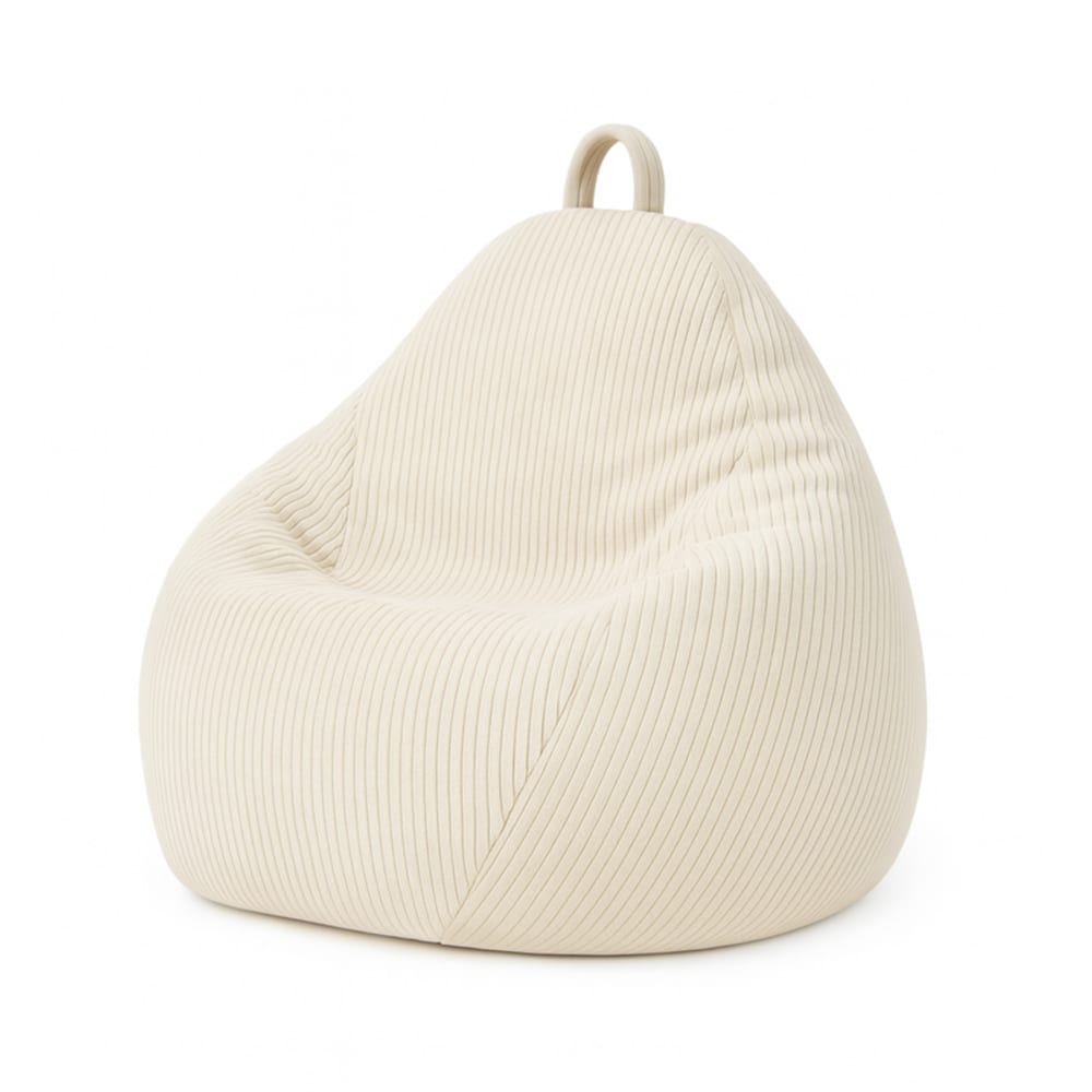 Pouf poire déhoussable velours côtelé - 80x70 cm blanc cassé