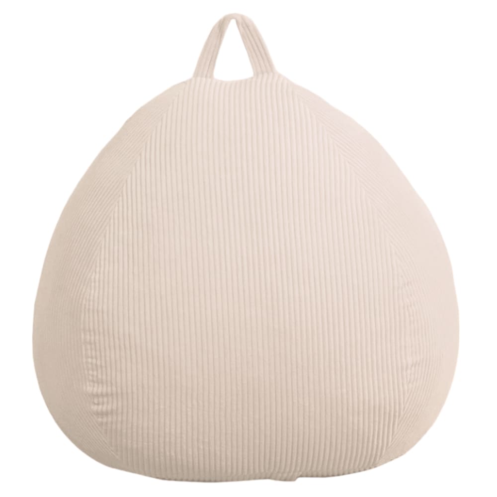 Pouf poire déhoussable velours côtelé - 120x100 cm blanc cassé