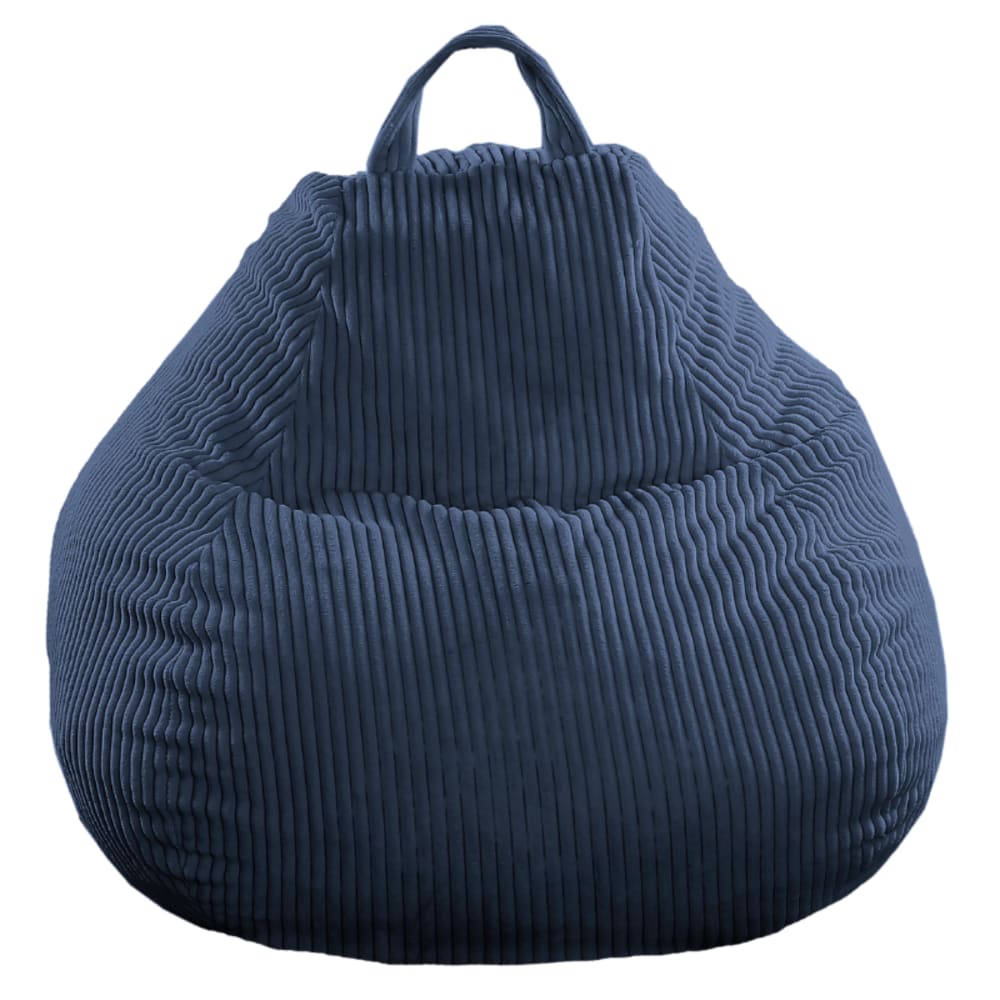 Pouf poire déhoussable velours côtelé - 120x100 cm bleu foncé — Beyit