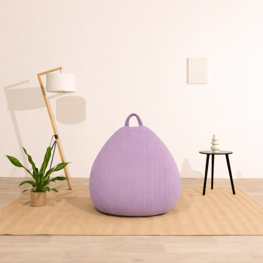 Pouf poire déhoussable velours côtelé - 120x100 cm violet parme - Maisons du Monde