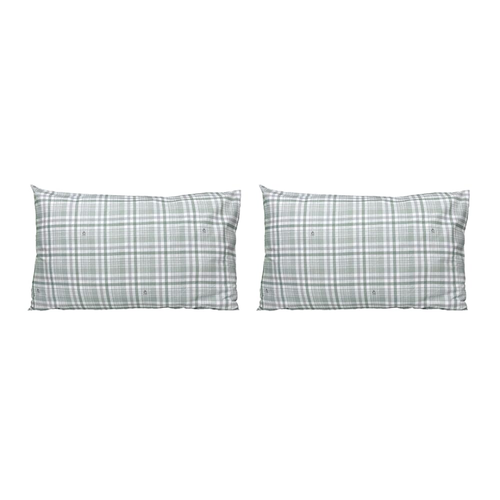 2 Taies d'oreiller en coton vert 50x75 cm
