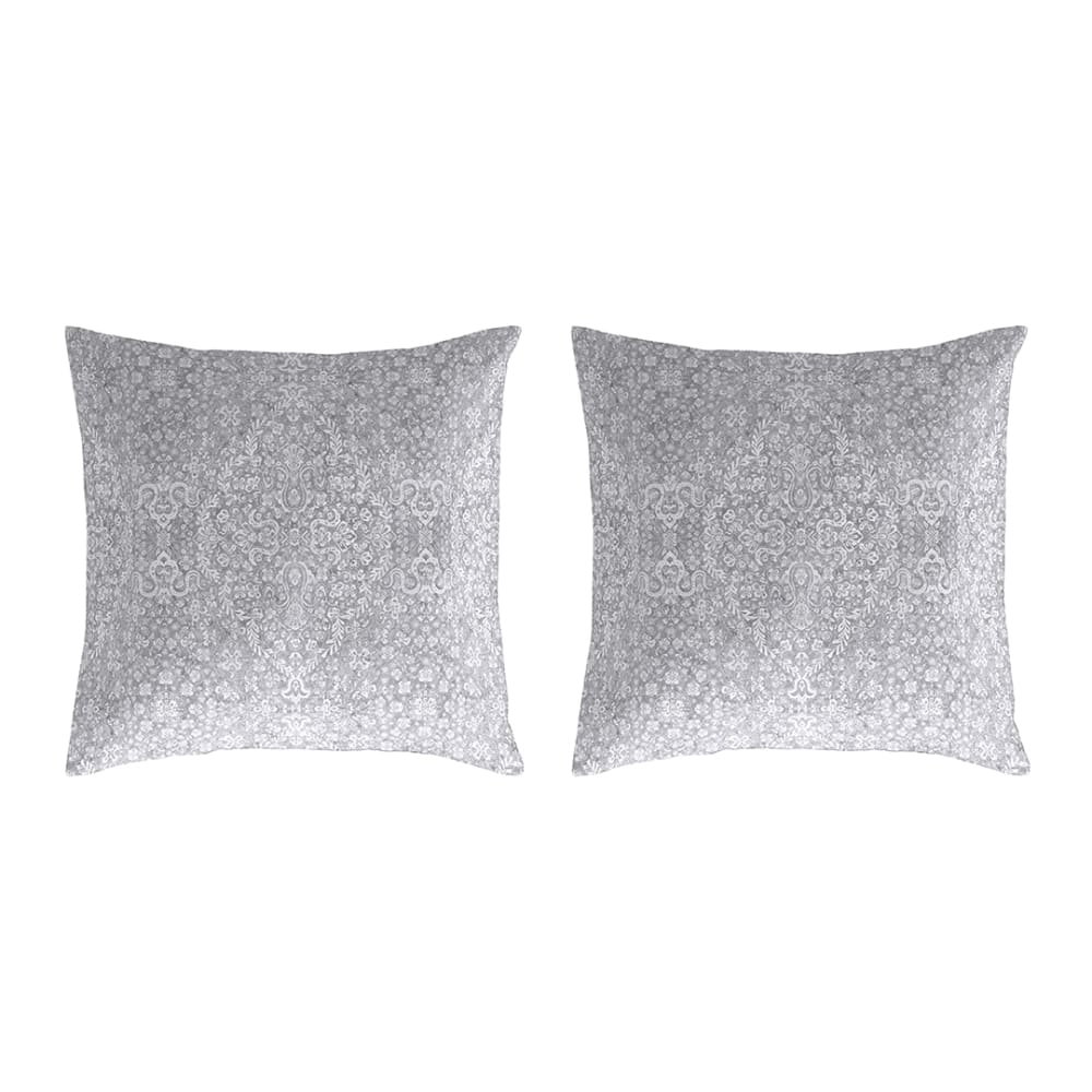 2 Taies d'oreiller en coton gris 50x50 cm