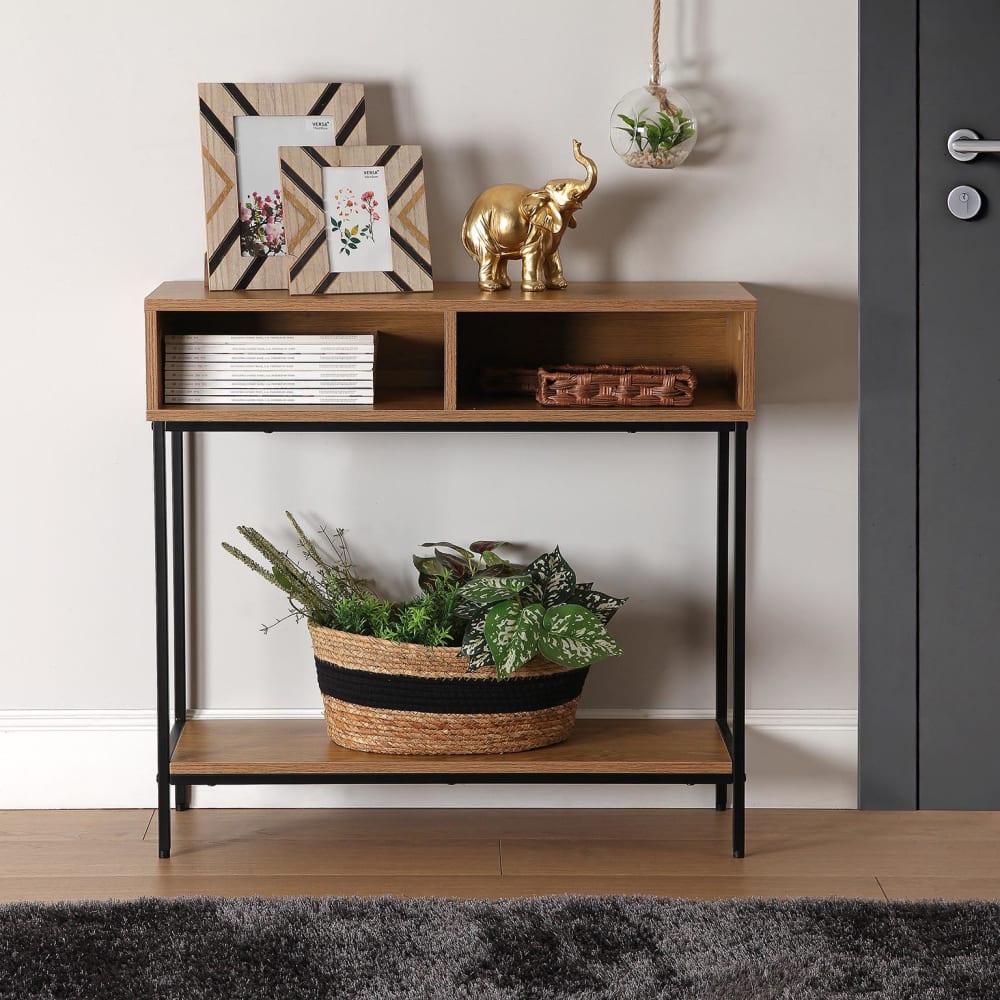 Console d'entrée en aggloméré imitation bois et métal noir - Maisons du Monde