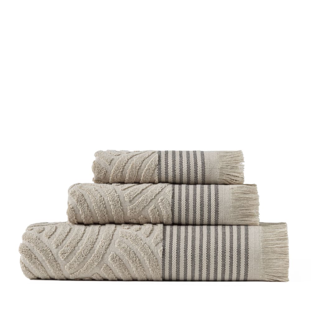 Lot de 3 serviettes de bain 100%  coton lin (30x50+50x90+70x130 cm)