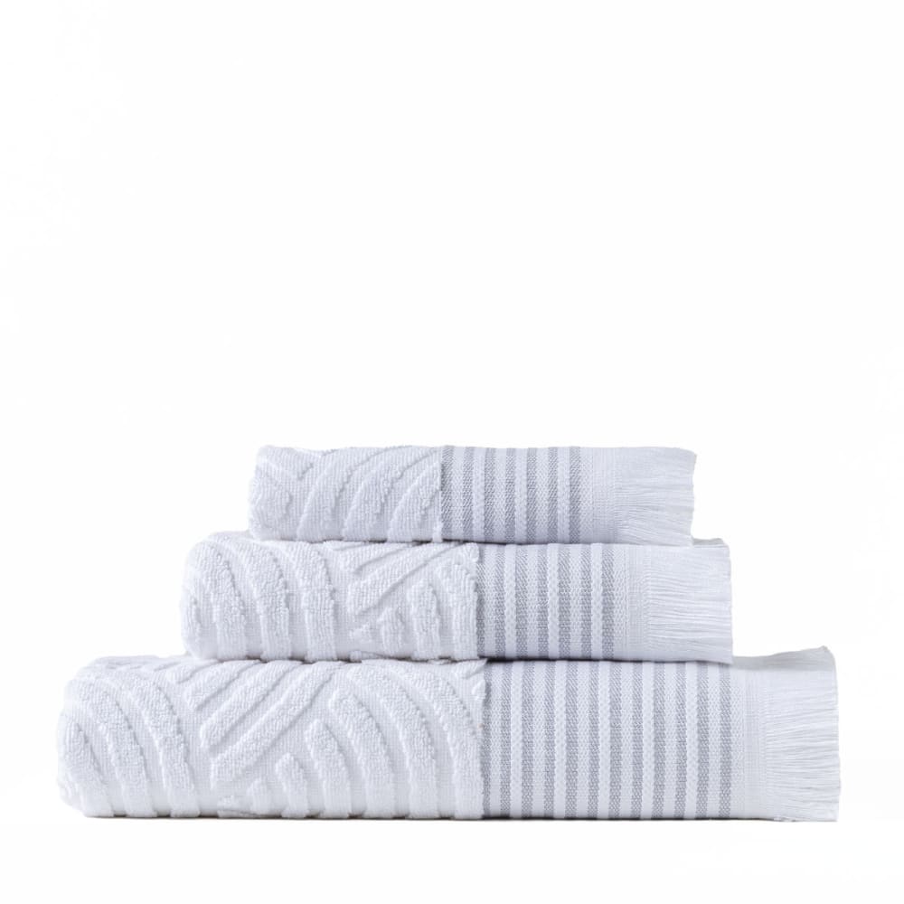 Lot de 3 serviettes de bain 100%  coton blanc (30x50+50x90+70x130 cm)