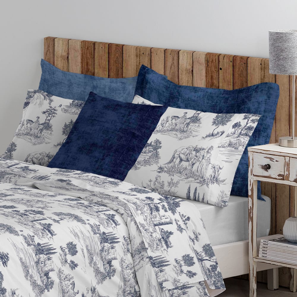 Drap plat 100% coton 270x270 cm bleu