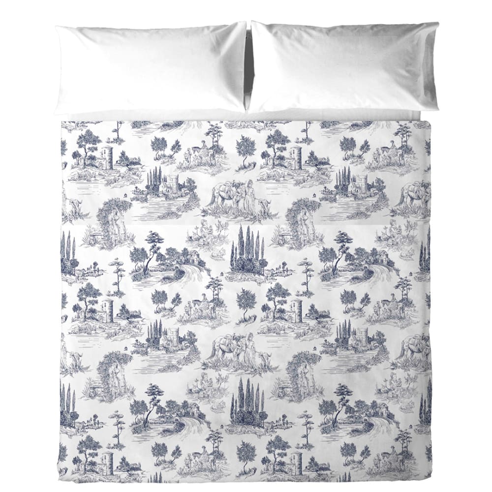 Drap plat 100% coton 160x270 cm bleu - Maisons du Monde
