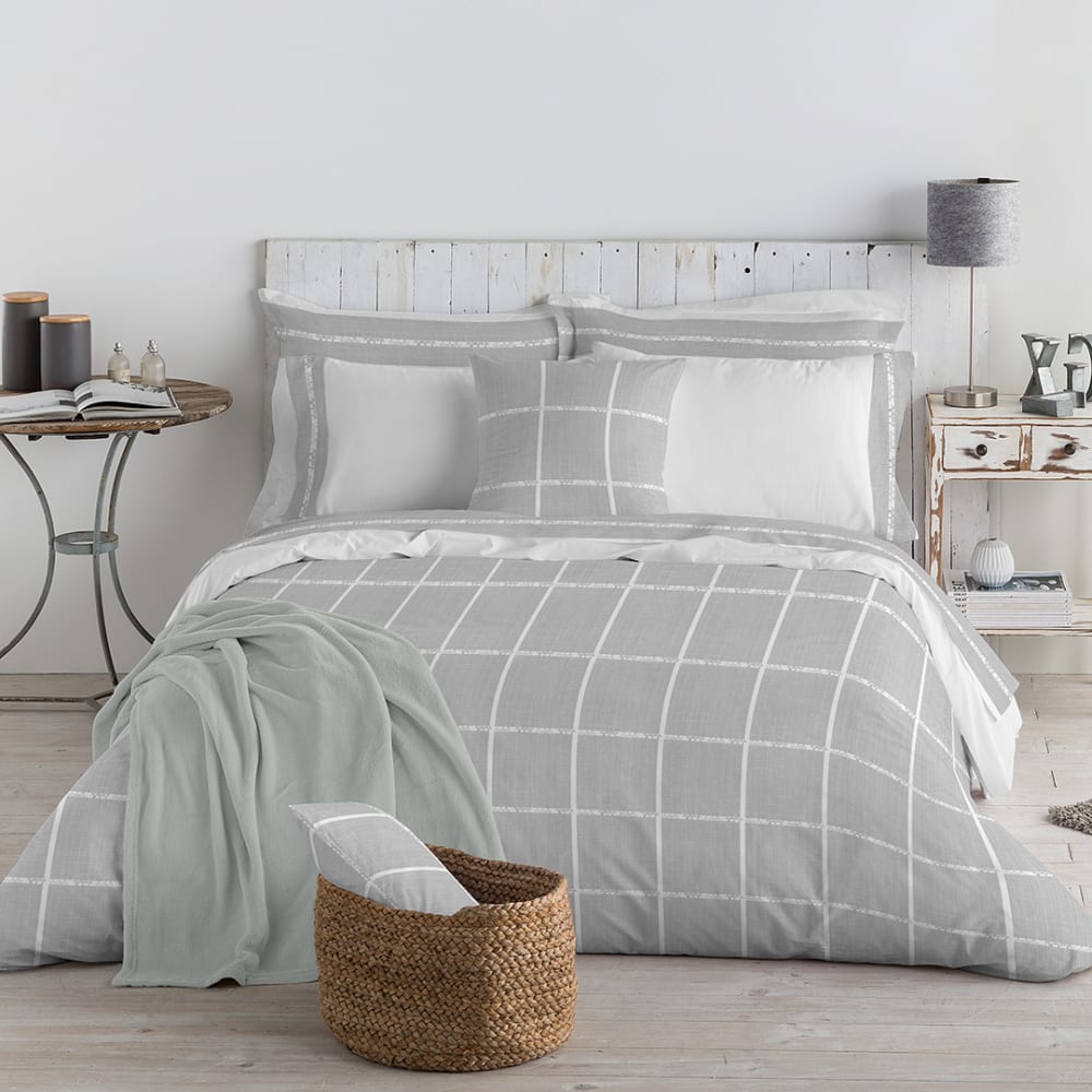 Housse de couette en coton 155x220 cm gris