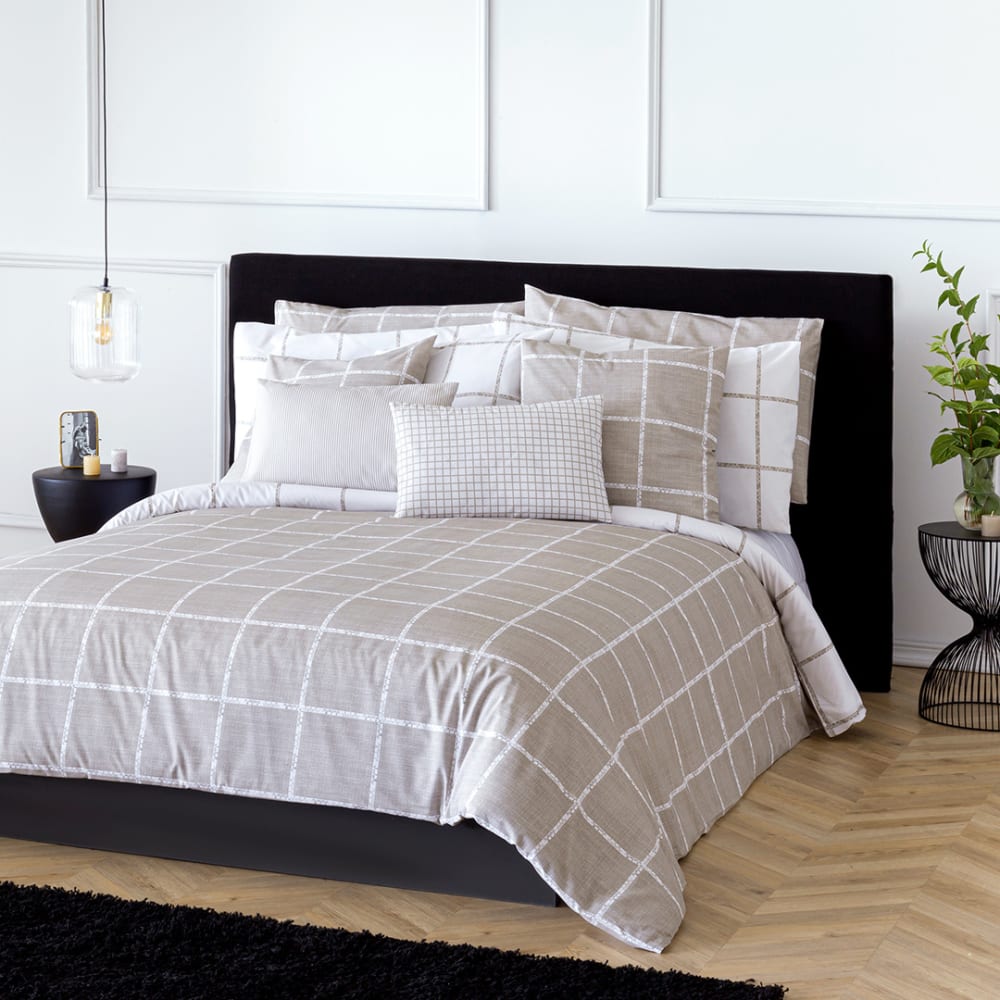 Housse de couette réversible en coton 155x220 cm lin