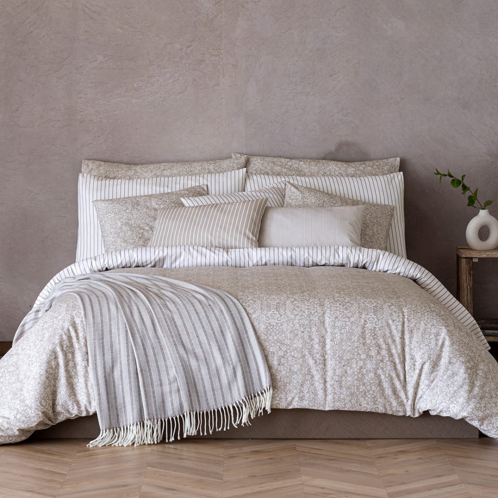 Housse de couette réversible en coton 155x220 cm lin