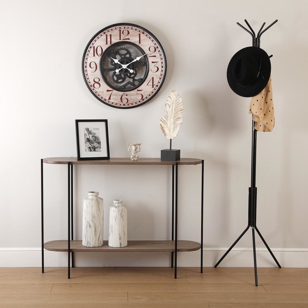 Console d'entrée en aggloméré imitation bois marron et noir - Maisons du Monde