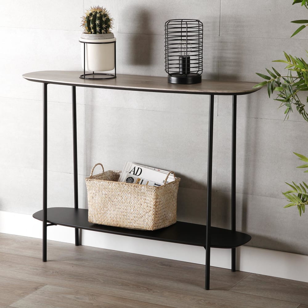 Console d'entrée en aggloméré imitation bois marron et noir - Maisons du Monde