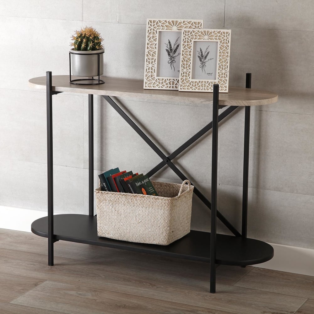 Console d'entrée en aggloméré imitation bois marron et noir - Maisons du Monde