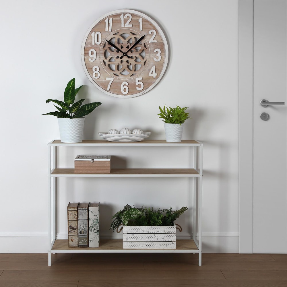 Console d'entrée en aggloméré imitation bois et métal blanc - Maisons du Monde