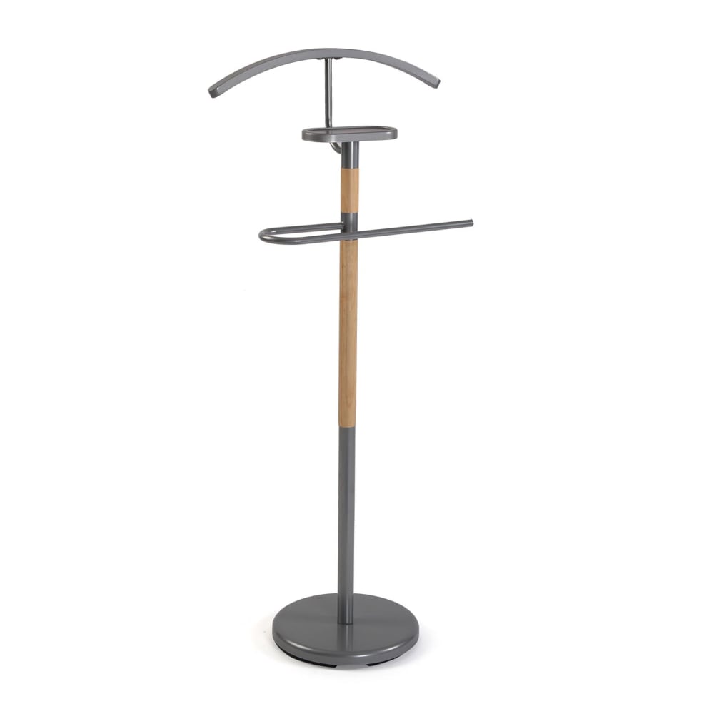 Versa Home Herrendiener aus Metall und Bambus, grau style modern - Metall