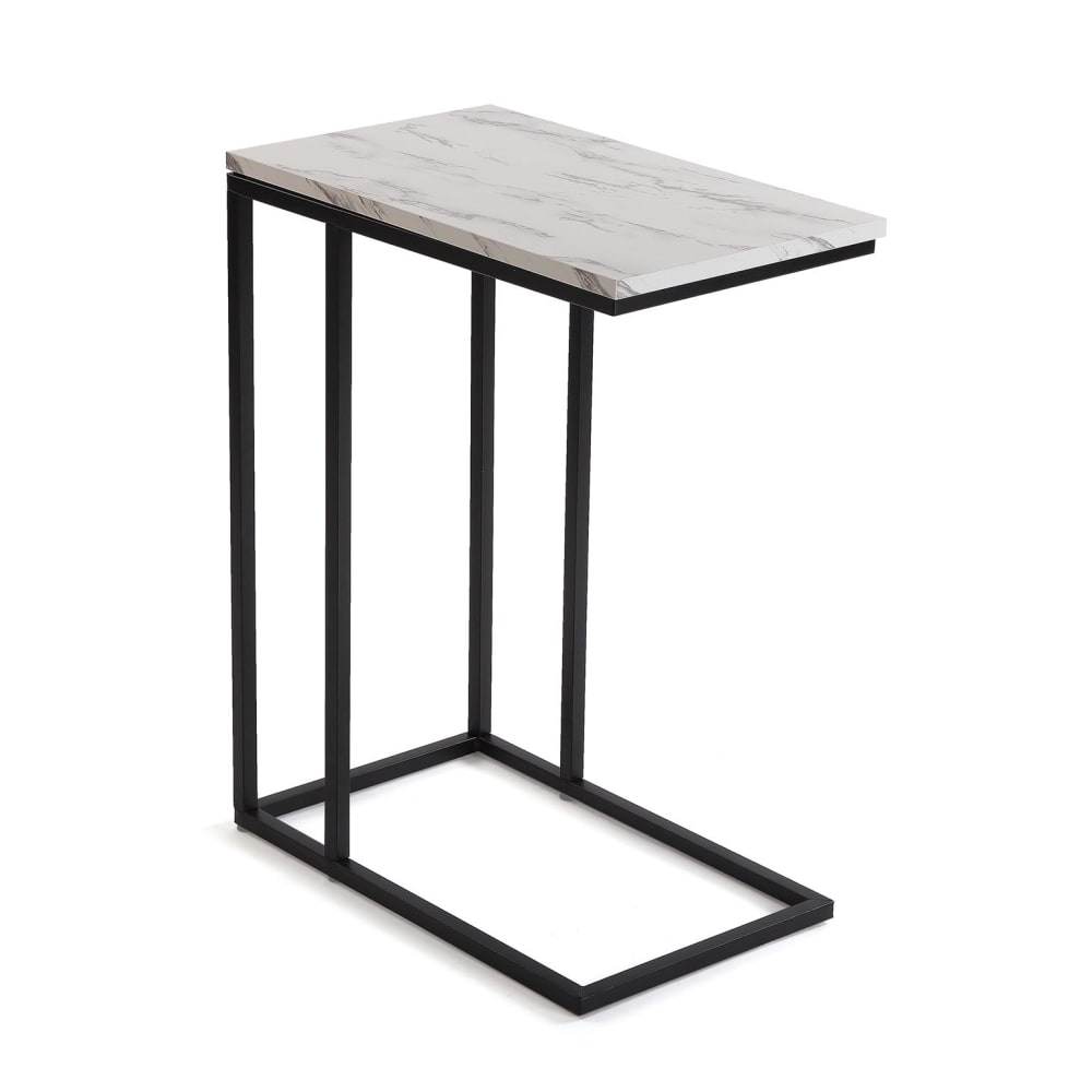 Table d'appoint en aggloméré imitation bois et métal noir et blanc Table d'appoint en aggloméré imitation bois et métal noir et blanc